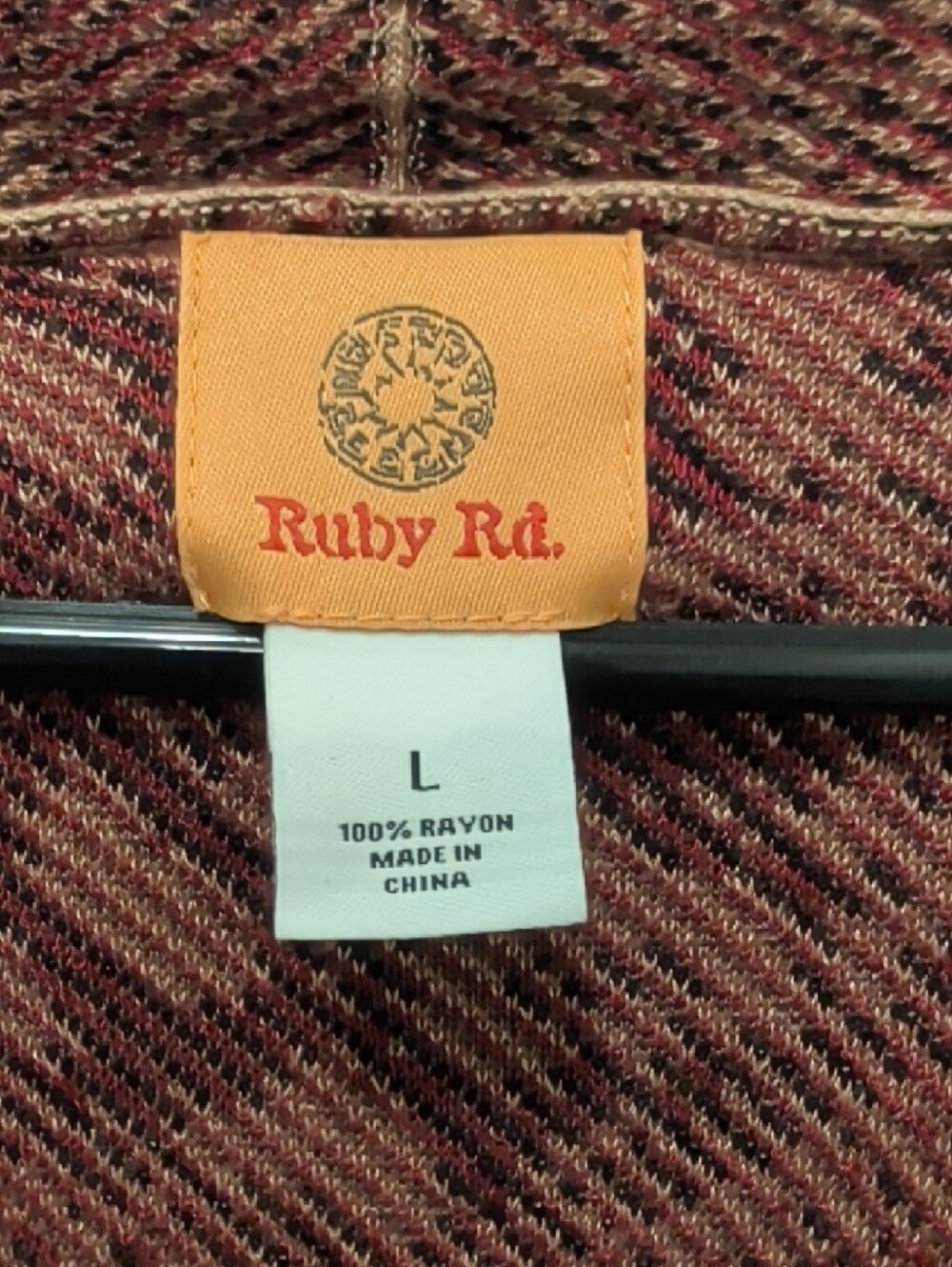 Ruby Rd. Open-Front Leopard Print Cardigan in Brown and Red - Picture 3 of 5